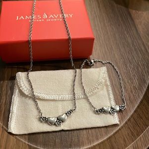 James Avery retired hearts and flowers sterling silver necklace and bracelet